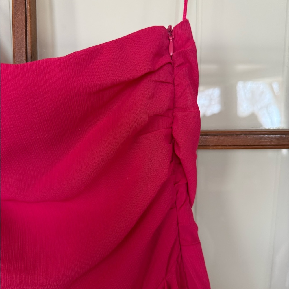 VICI Gaze One Shoulder Feather Bold Hot Pink Mini Party Cocktail Dress - Large - Picture 7 of 8